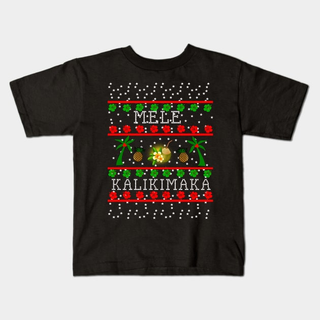 Hawaiian Ugly Christmas Sweater Kids T-Shirt by Scarebaby